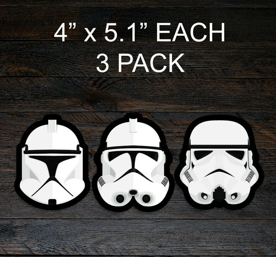 Star Wars Storm Trooper Helmet Sticker 3 Pack Premium Vinyl Sticker Car Decal  - Image 1 of 1
