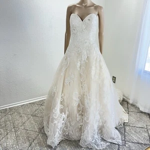 Allure Bridals wedding dress Style #9353 Sweetheart Princess  Champagne Ivory 12 - Picture 1 of 24