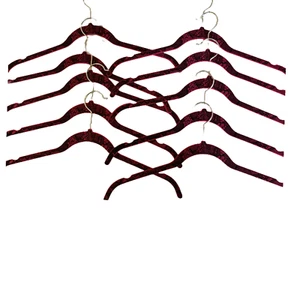 Juego de 10 perchas flocadas rosa fucsia y negro organización armario antideslizante - Imagen 1 de 5