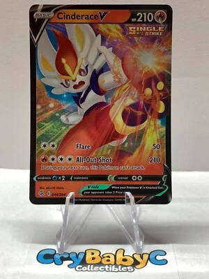 Pokemon Cinderace V 044/264 Fusion Strike Sword & Shield ULTRA RARE - Image 1 of 4