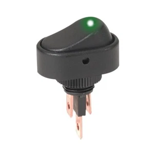 Oval Rocker Switch Green LED Illumination 12v 3 Pin Universal Power On Off - Bild 1 von 1