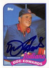 Doc Edwards autographed Baseball Card (Cleveland Indians, SC) 1989 Topps #534