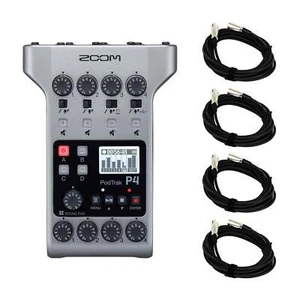 Zoom Podtrak P4 Podcast Recorder Bundle with Four 20-foot XLR Cables P-4 Stream - Picture 1 of 8