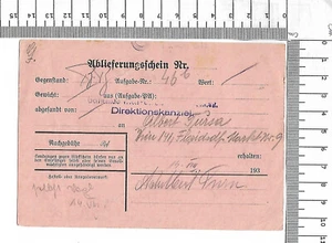 1941 Wien Rückschein Postsache Ablieferungsschein für Gegenstand Ausgabe ; 62015 - Picture 1 of 2