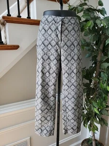 Charter Club Women's Black/White Cotton Paisley Straight Legs Dress Capri Size 8 - Picture 1 of 8
