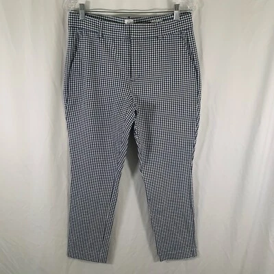 Pantalones Gap para mujer 10 azul blanco a cuadros firma ajustados tobillo mezcla de algodón Foto 1 de 4