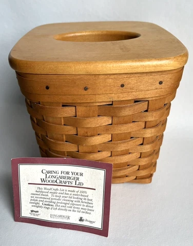 Vintage Longaberger Woodcrafts 1997 Tissue Basket Cover with Lid Cover