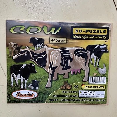 NUEVO CON ETIQUETAS 3-D rompecabezas de vaca, rompecabezas de madera Foto 1 de 4