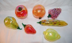 7 iridiscentes soplados a mano arte vidrio frutas vidrio ojo estudio Seattle - Imagen 1 de 5