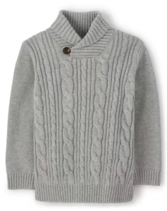 Gymboree Boys' Size 7 Gray Long Sleeve Cable Knit Shawl Sweater NWT - Picture 1 of 4