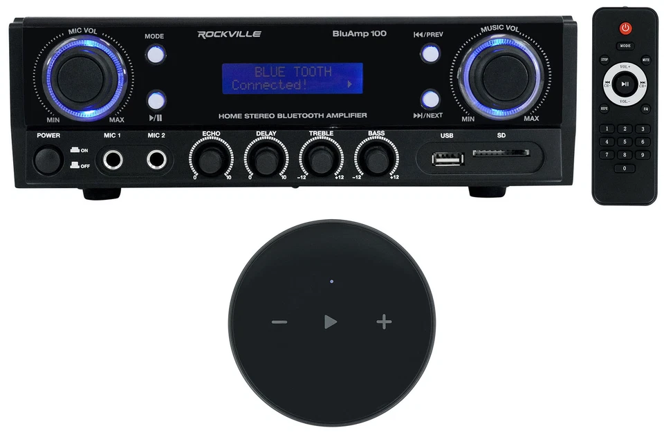 Rockville BLUAMP 100 Home Stereo Bluetooth Amp w/Smart Wifi Streaming Receiver - Image 1 of 4