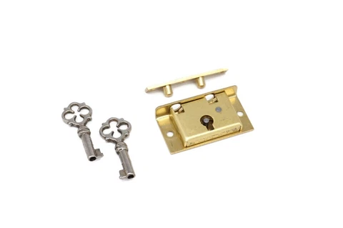 Half Mortise Lock Chest Jewelry Humidor Box Lock Cabinet Lock Solid Brass 2 Keys Cover