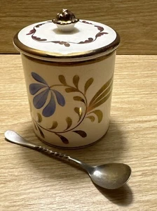 Vtg 1940s Gray's Pottery Handpainted Jam Jar Floral Pattern Lustre Coin Silver P - Picture 1 of 17