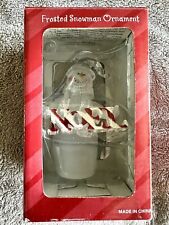 Frosted Snowman "JOY" Peppermint Ornament/Mini Bulb Lantern 