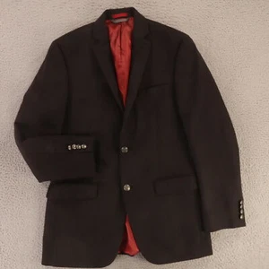 Alfani Jacket S Black Solid Polyester Twill Blazer Crested Buttons Slim 38R - Picture 1 of 15