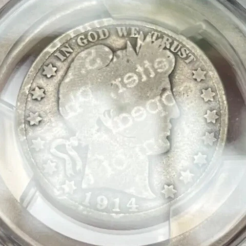 1914 50C AG03 Barber Half Dollar - PCGS Gold Shield - Unique Album Letter Toning Cover