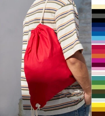 10 Stück Set Westford Mill Rucksackbeutel Baumwolle Sport Schule Cotton Gymsac W - Bild 1 von 4