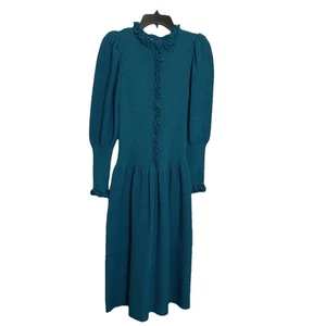 Vestido suéter vintage Saks Fifth Avenue verde azulado manga larga para mujer talla S - Imagen 1 de 10