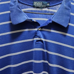 Polo Ralph Lauren Polo Shirt Men's XXL Blue White Stripes Golf 2XL - Picture 1 of 8