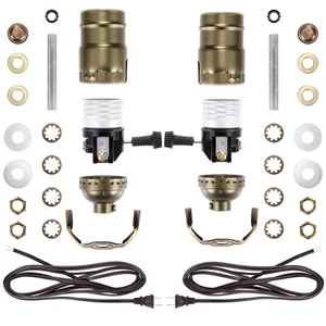 2 Sets Make a Lamp Kit with Essential Hardware, 3 Way Socket and 12 Feet Matc... - Picture 1 of 7