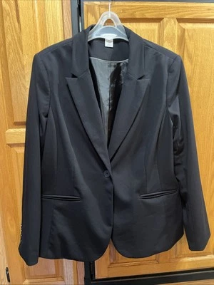Traje Blazer Chaqueta Liz Claiborne Negro 1 Botón Manga Larga Talla 16 Traje Forrado Foto 1 de 4