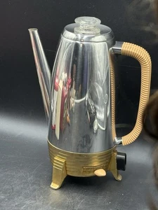 Percolatore elettrico vintage MCM Cory "Crown Jewel" acciaio inox placcato oro 24k - Foto 1 di 14