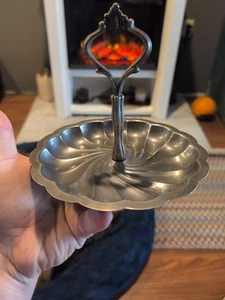 Vassoio portagioie placcato argento con manico - Foto 1 di 3