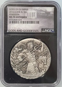 2016 Cook Islands ZEUS NGC MS70 2oz .999 Silver Gods of Olympus - 1,000 Minted - Picture 1 of 3