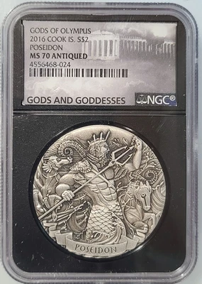 2016 Cook Islands ZEUS NGC MS70 2oz .999 Silver Gods of Olympus - 1,000 Minted - Image 1 of 3