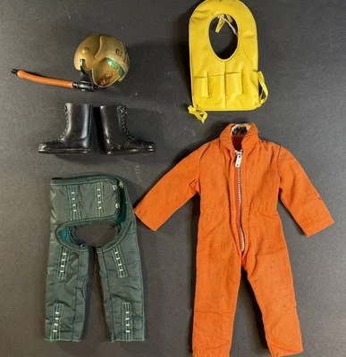 Vintage Gi Joe 1967 Fighter Pilot Vintage Outfit Flight Suit Helmet Boots Vest - Image 1 of 4