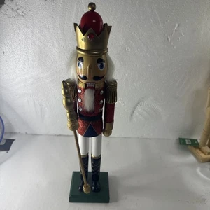 Christmas Nutcracker Figures 15" Wooden Holiday Decor Sword Used Good Condition. - Picture 1 of 6