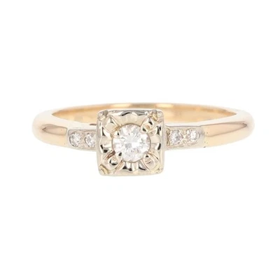 .13ctw Round Diamond Antique Style Engagement Ring 14k Multi-Tone Gold Size 4.5 - Image 1 of 4