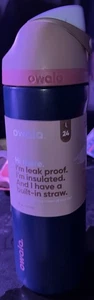 Owala 24 oz FreeSip BLUE PINK TAN 'Sleepy Skies' Water Bottle Flip Top Stainless - Picture 1 of 3