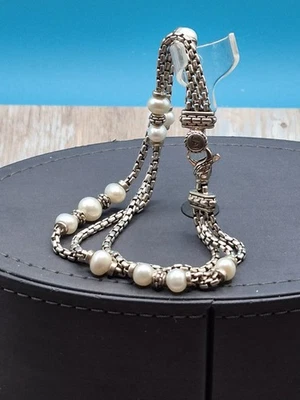 Pulsera JAI John Hardy Plata Esterlina Caja Eslabón Perla 925 Foto 1 de 4