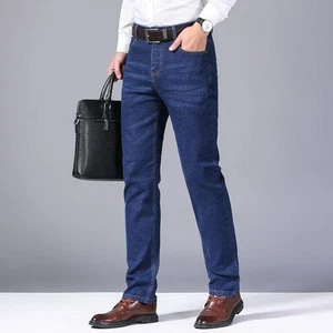 Pantalones de mezclilla elásticos informales de trabajo de pierna recta para hombre regulares grandes altos todas las cinturas - Imagen 1 de 15