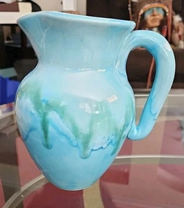 Jarra Dryden Pottery Ozark Frontier 7,5" esmalte azul/verde de colección  - Imagen 1 de 6