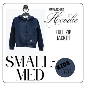 Joe's Hoodie Youth 7/8 Blue Full Zip Sweatshirt Jacket Fleece Two Tone Pockets - Picture 1 of 4