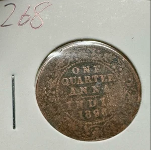 British India 1/4 Anna 1896 Victoria Empress Copper - Picture 1 of 2