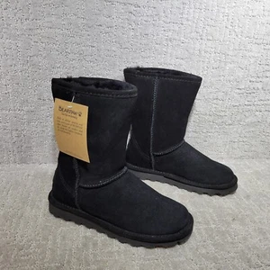 Bearpaw Emma Short Womens Size 6 Black Suede Round Toe Mid Calf Snow Boots - Picture 1 of 10