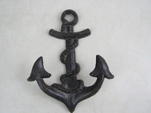 Vintage Cast Iron Nautical Boat Anchor Towels Coats Hats Two Hooks, - Picture 1 of 10