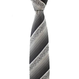 125 $ neue Gruppo Artigiani by Syd Jerome grau gestreifte Paisley 3,5" Seidenkrawatte - Bild 1 von 5