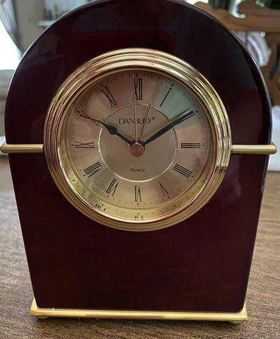DANBURY Clock Company Quartz Mahogany Wood Mantle Clock NIB Cover