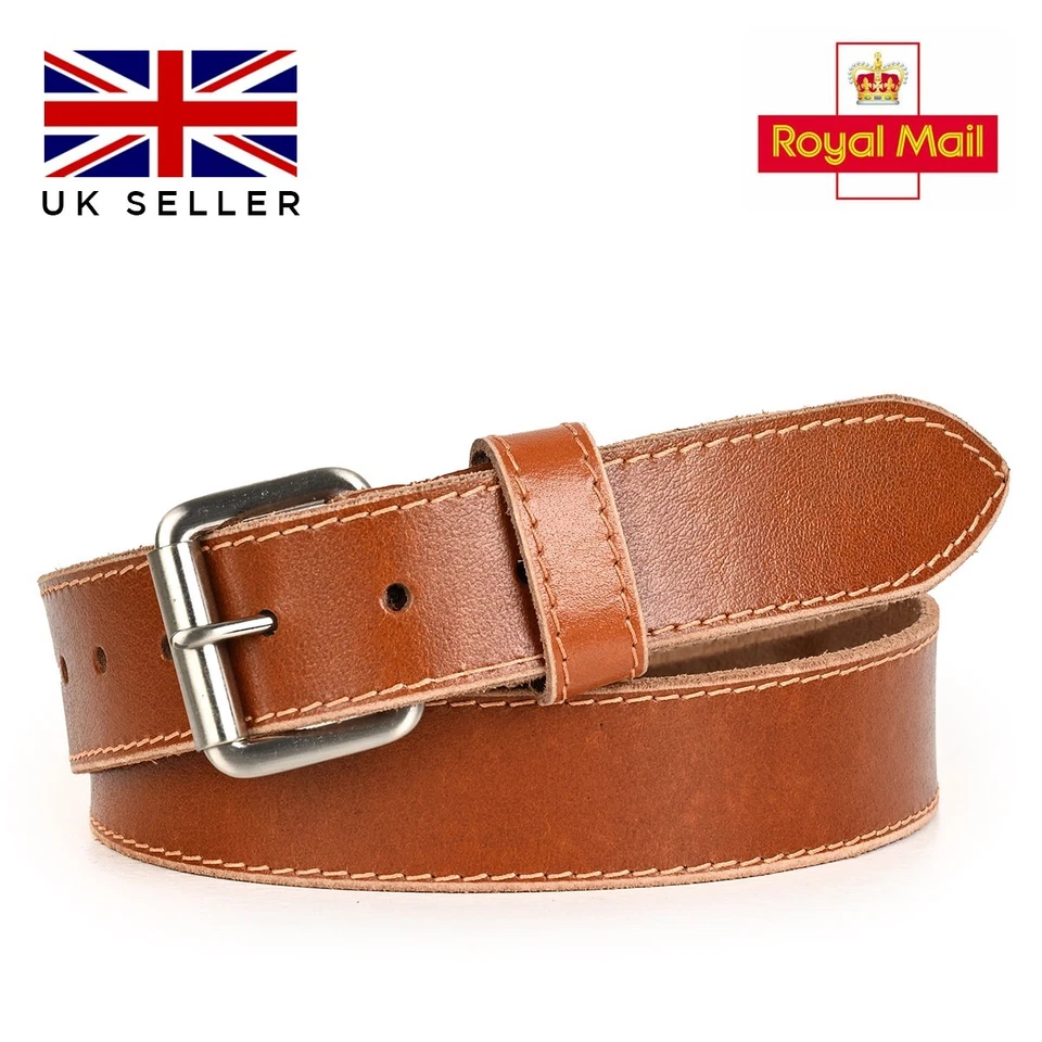 100% Genuine Pure Thick Leather High Quality Men Leather Belts 1.5 Belt Buckle - Image 1 of 1