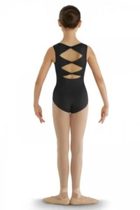 Dance Girls Gladiolus Bow Back Tank Leotard Black 12 - Picture 1 of 1