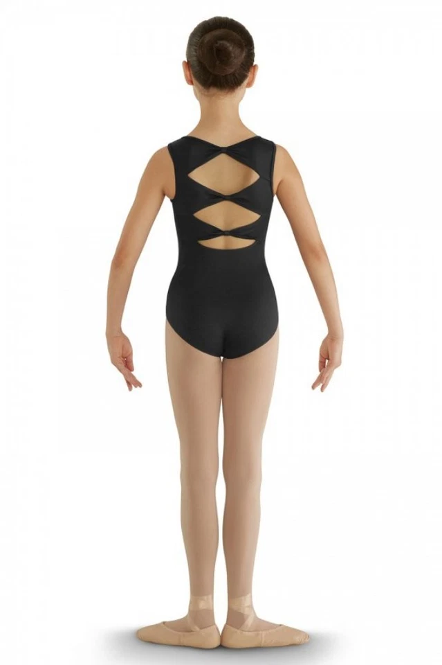 Dance Girls Gladiolus Bow Back Tank Leotard Black 12 - Image 1 of 1