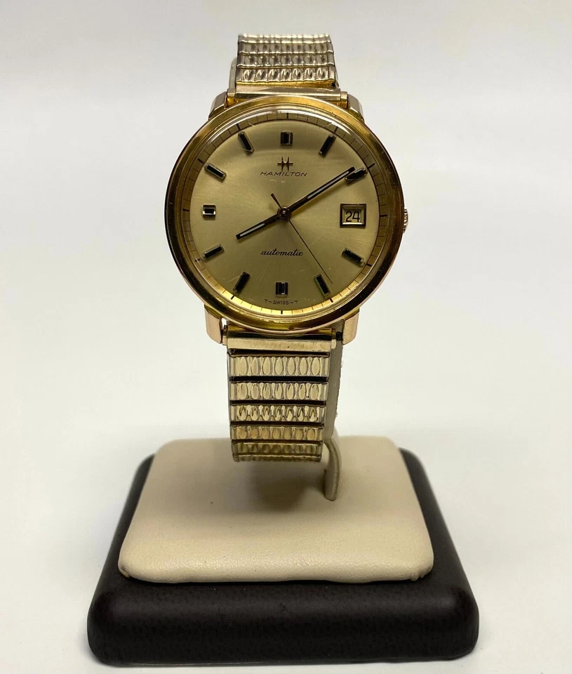 Vintage Hamilton Relógio de Pulso Banhado a Ouro Anos 70 Automático Dateline 64029-4 - Imagem 1 de 4