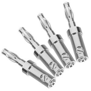 4 Pcs Plated Banana Plug Adapter Speaker Connectors Plugs Socket - Picture 1 of 12
