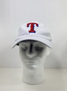 Texas Rangers Nike Club Cap Blue Team Logo M/L Strap Dri Fit White Swoosh Hat - Picture 1 of 11