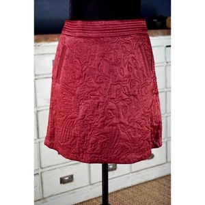 NWT New $110 Anthropologie Beatrice Quilted Miniskirt Mini Skirt Size 4 Burgundy - Picture 1 of 11