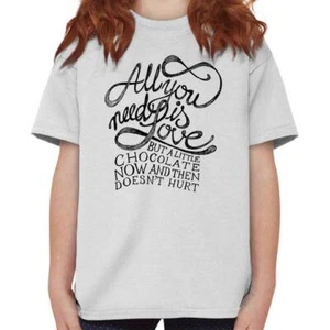 All You Need Is Love Chocolate Funny Gift Girls Youth Crewneck T Shirts Tees - Picture 1 of 9